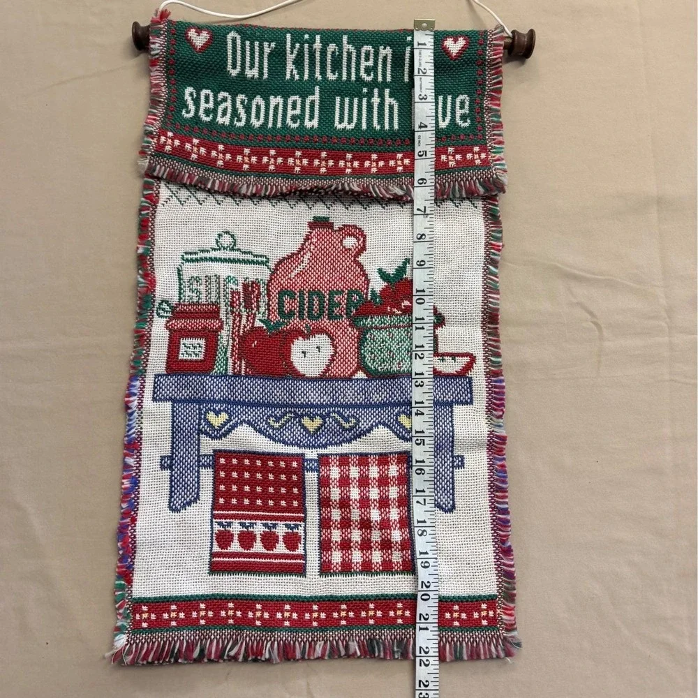 Vintage Woven Kitchen Tapestry Wall Hanging Cottagecore Grandmacore‎ Kitsch Cozy